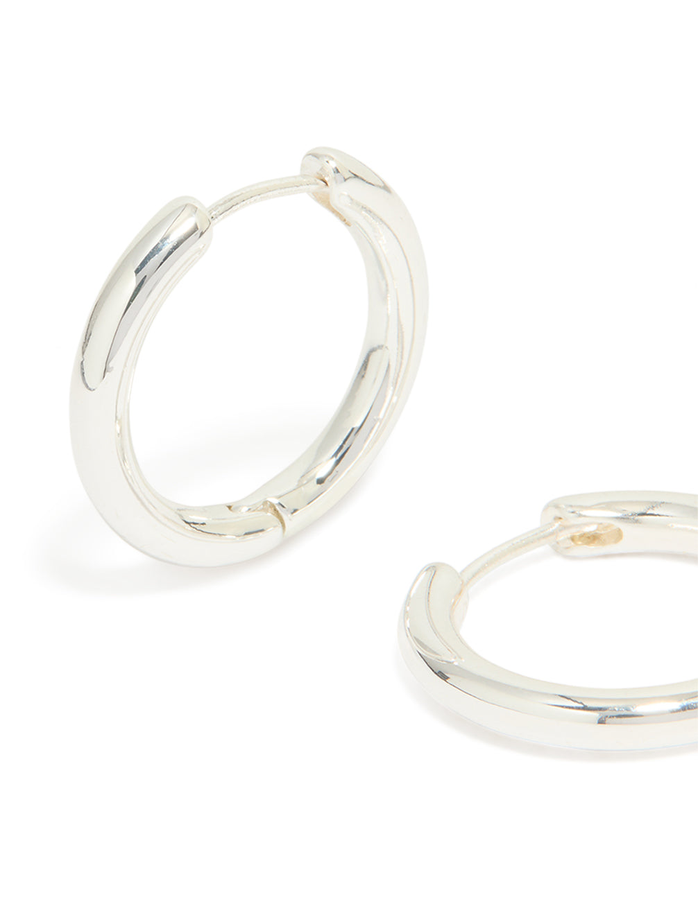 Silver Plated Medium Thick Hoop Earrings