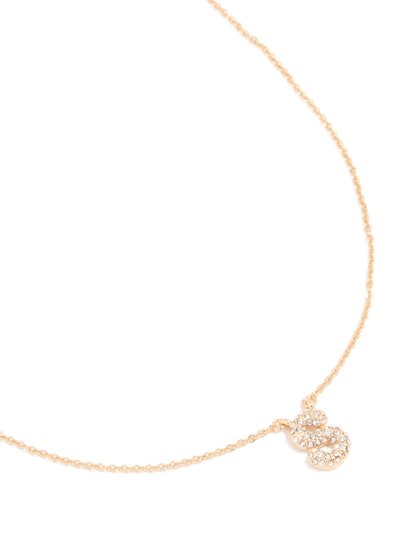 Kids Gold Cubic Zirconia Letter S Necklace