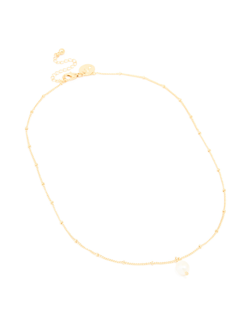 Gold Plated Freshwater Pearl Pendant & Ball Chain Necklace