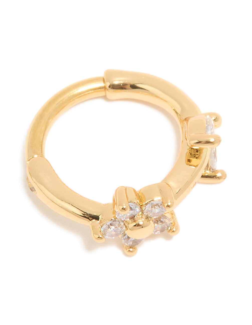 Gold Plated Surgical Steel Cubic Zirconia Floral Clicker Ring