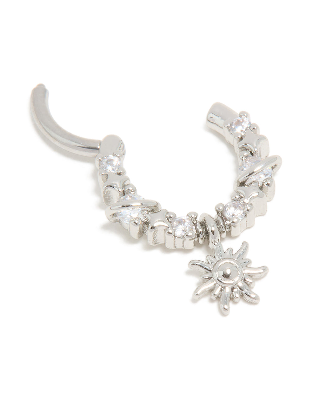 Surgical Steel Cubic Zirconia Celestial Star Drop Clicker Ring
