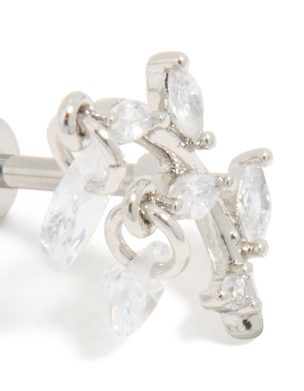 Titanium Cubic Zirconia Vine Ear Crawler Single Flat Back Stud