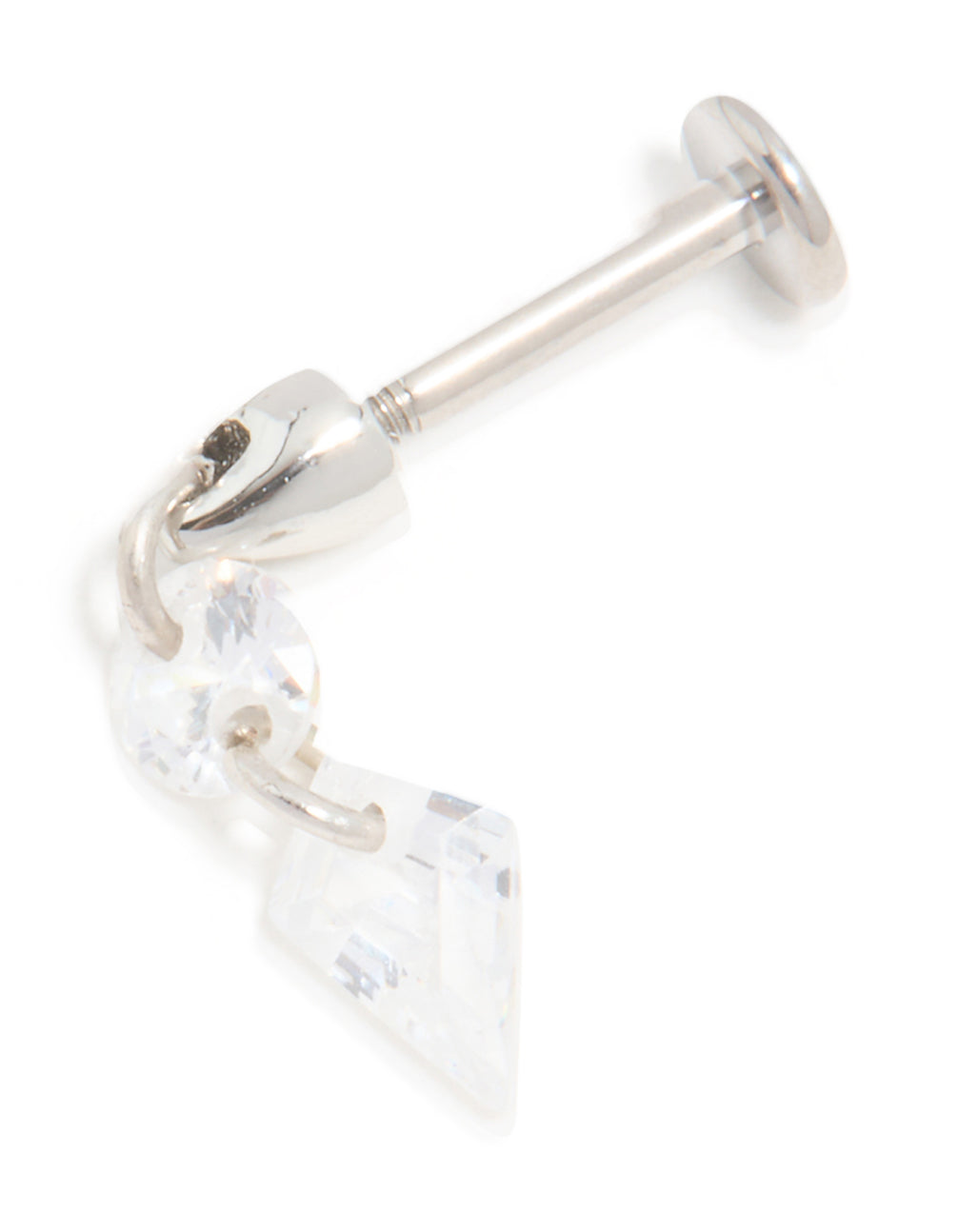 Titanium Cubic Zirconia Droplet Single Flat Back Stud
