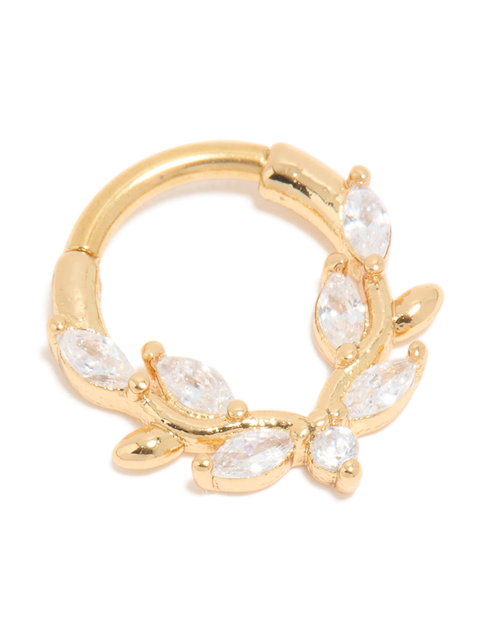 Gold Plated Titanium Cubic Zirconia Vine Clicker Ring