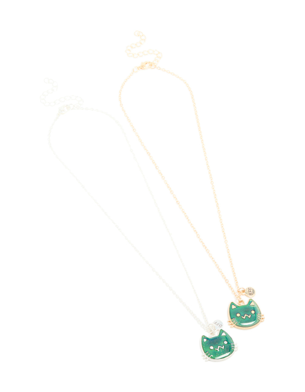 Kids Gold & Silver Cat Mood BFF Necklace Pack