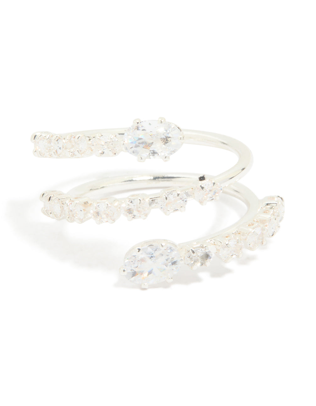 Silver Plated Cubic Zirconia Open Wrap Around Ring