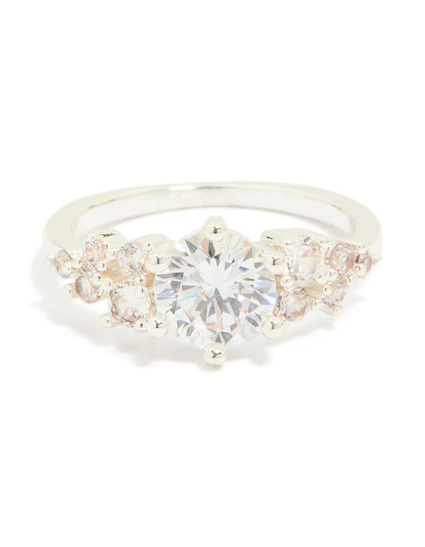 Silver Plated Round Cubic Zirconia Elegant Ring