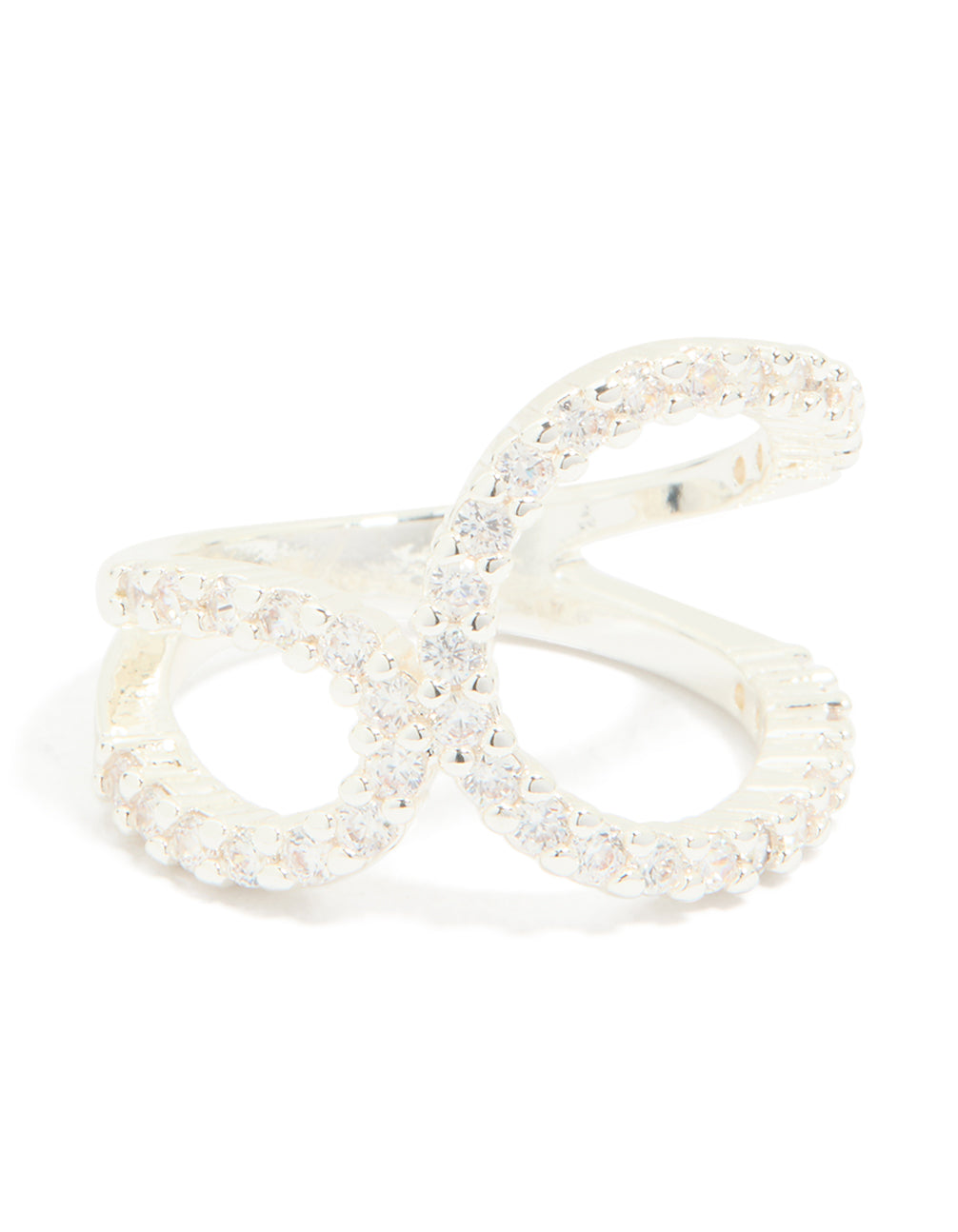 Silver Plated Cubic Zirconia Large Open Loop Ring