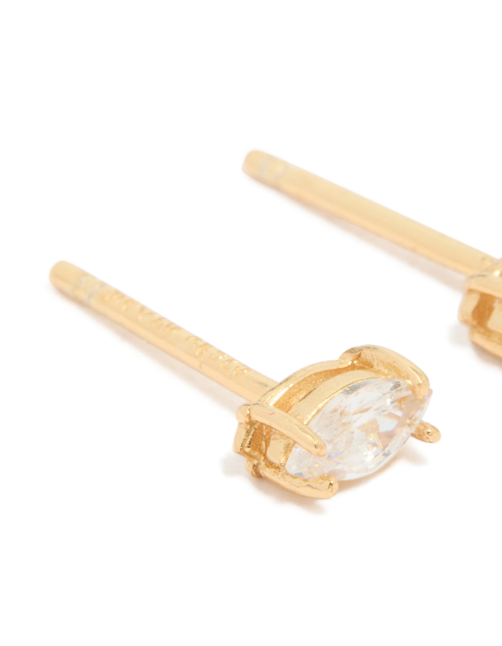 Gold Plated Sterling Silver Cubic Zirconia Oval Stud Earrings