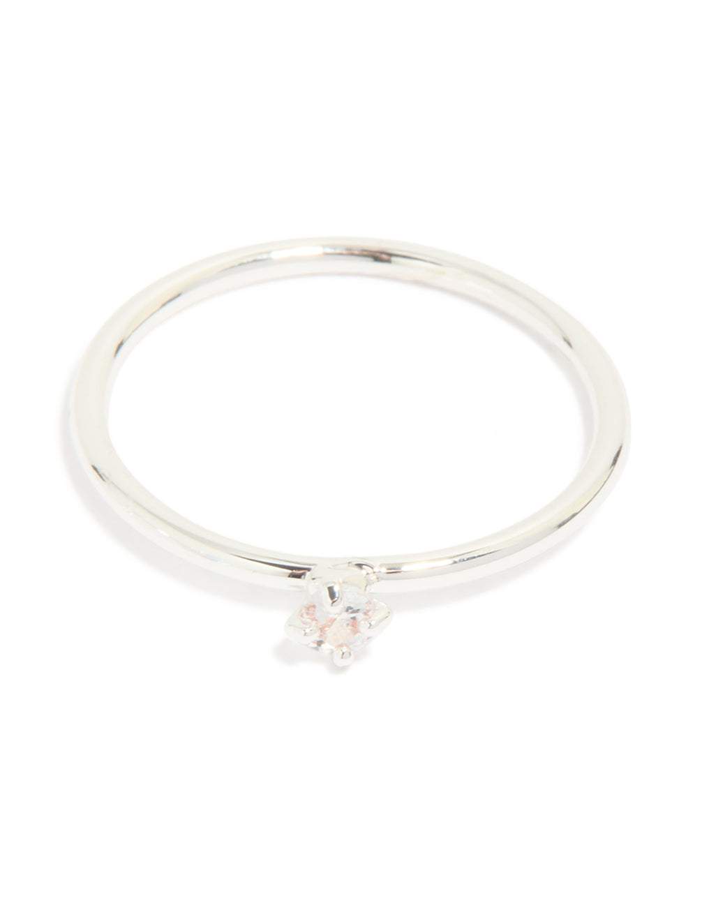 Silver Plated Cubic Zirconia Flower Stacking Rings 3-Pack