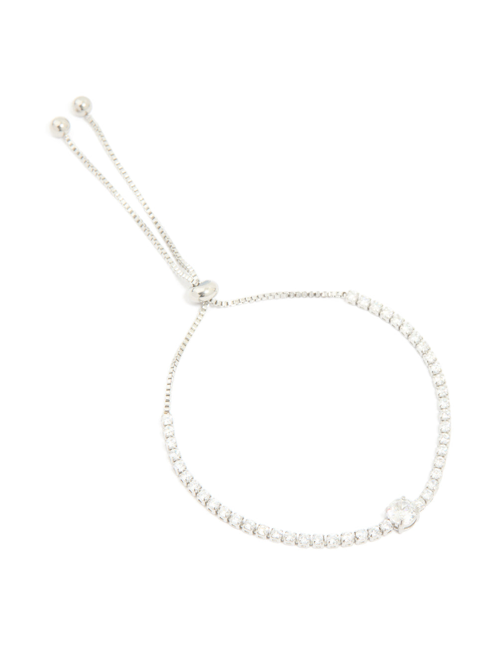 Silver Cubic Zirconia Tennis Toggle Bracelet