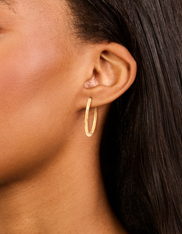 Waterproof Gold Plated Stainless Steel Clicker Hoop Earrings 30 MM