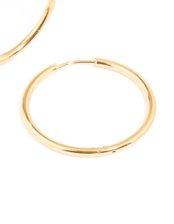 Waterproof Gold Plated Stainless Steel Clicker Hoop Earrings 30 MM