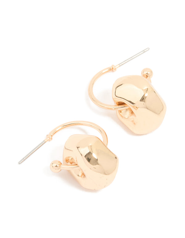 Gold Organic Rondell Huggie Earrings