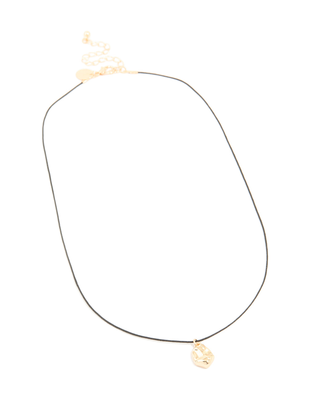 Gold Molten Pendant Cord Necklace