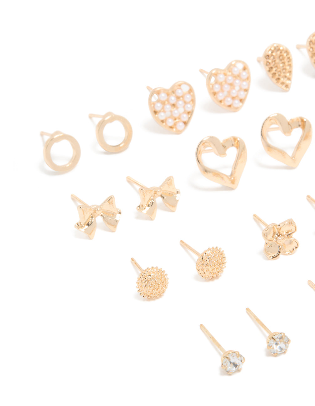 Gold Pearl Heart & Bow Earrings 12-Pack