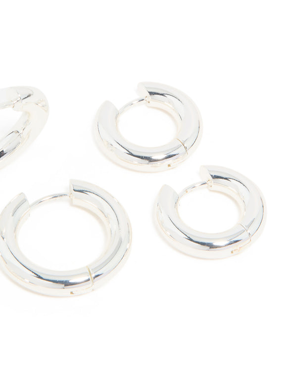Waterproof Stainless Steel Thick Clicker Earrings 3-Pack