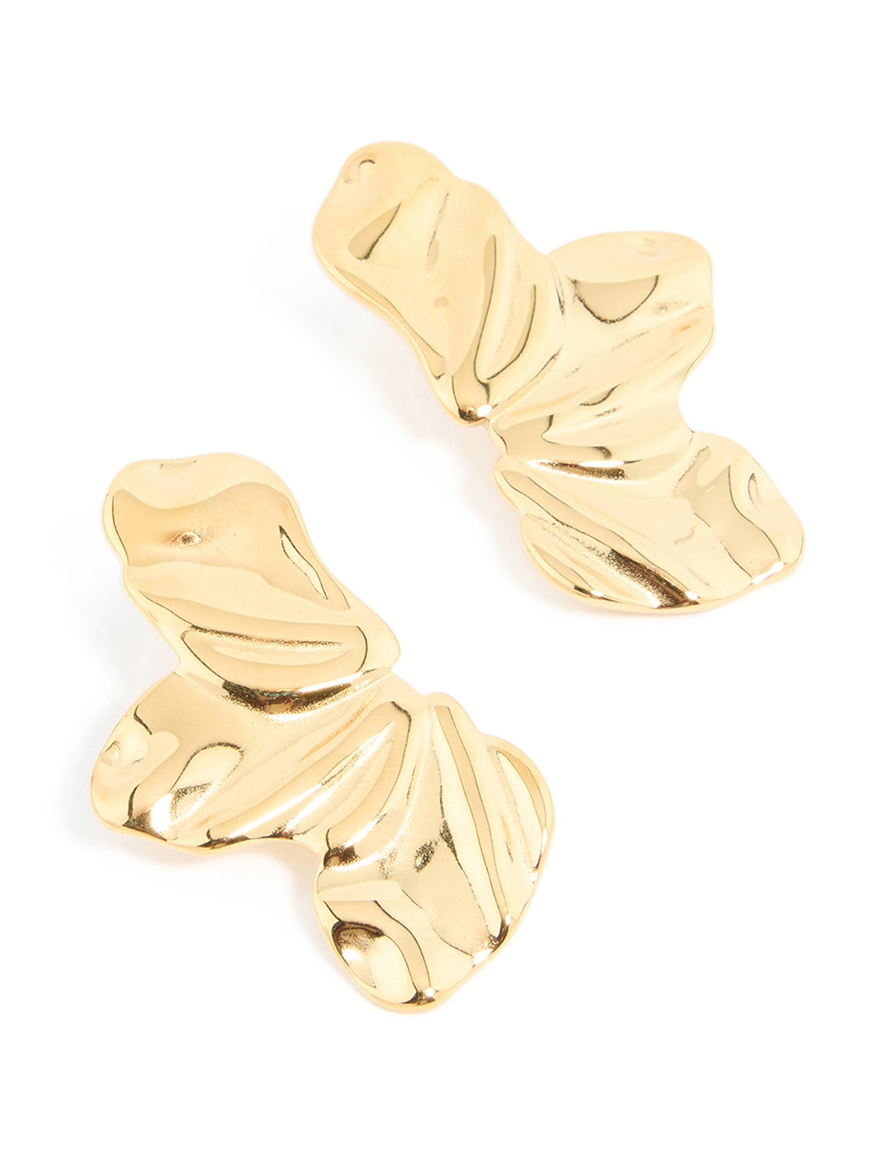 Waterproof Gold Plated Stainless Steel Molten Petal Stud Earrings