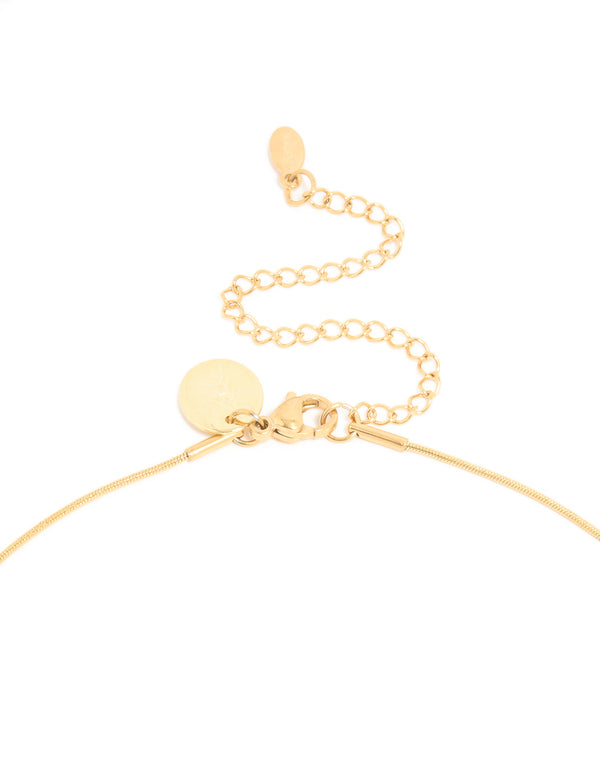 Waterproof Gold Plated Stainless Steel Bean Pendant Large Necklace