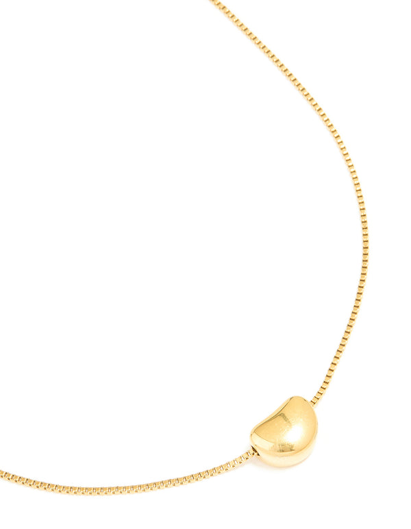 Waterproof Gold Plated Stainless Steel Small Bean Pendant Necklace