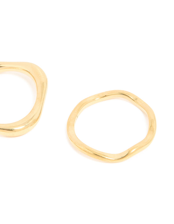 Waterproof Gold Plated Stainless Steel Organic Design Rings 3-Pack