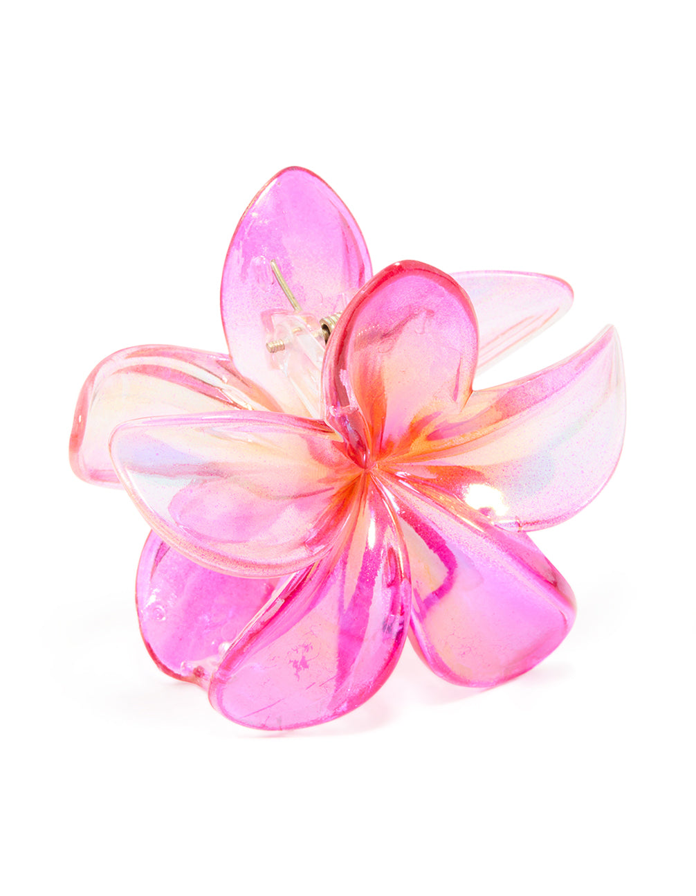 Pink Organic Iridescent Frangipani Hair Claw Clip