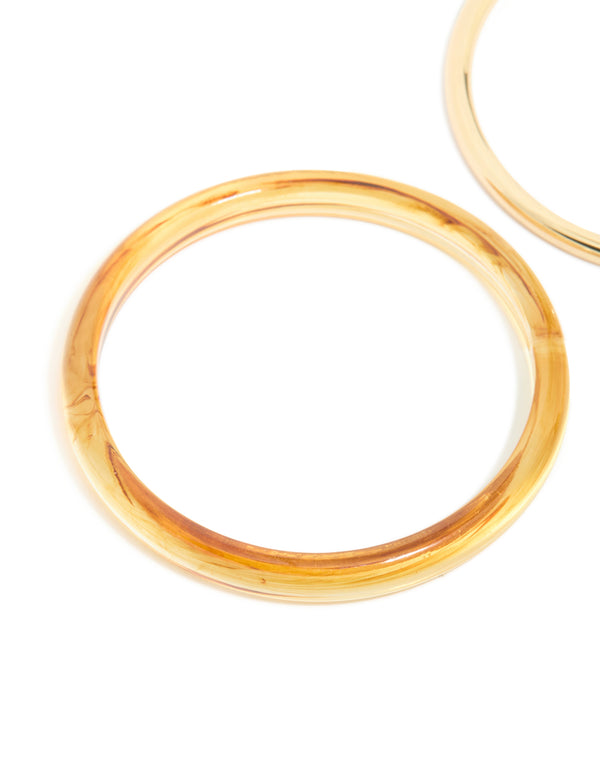 Gold Plated & Acrylic Bangles 2-Pack