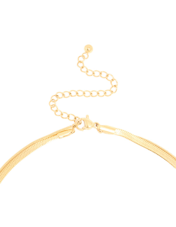 Waterproof Gold Plated Stainless Steel Snake Chain & Pebble Layered Necklace