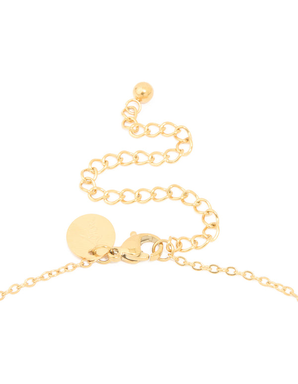 Designed with waterproof gold plated stainless steel bubble letter H initial pendant necklace clasp detail view