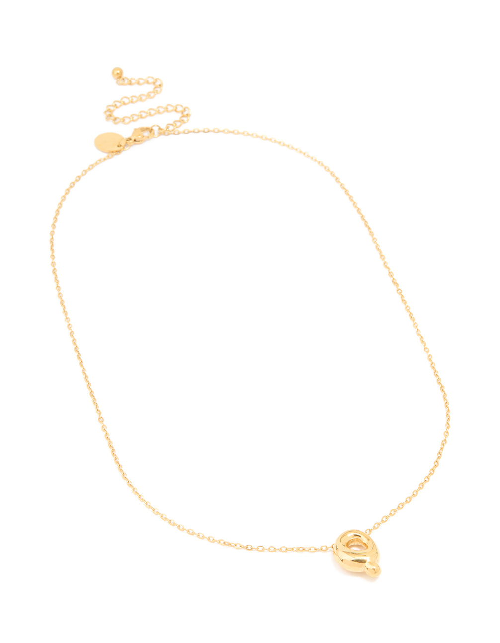 Waterproof Gold Plated Stainless Steel Large Bubble Letter Q Necklace
