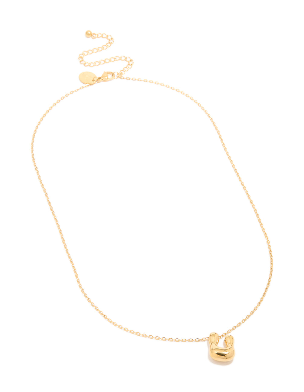 Waterproof Gold Plated Stainless Steel Large Bubble Letter U Necklace