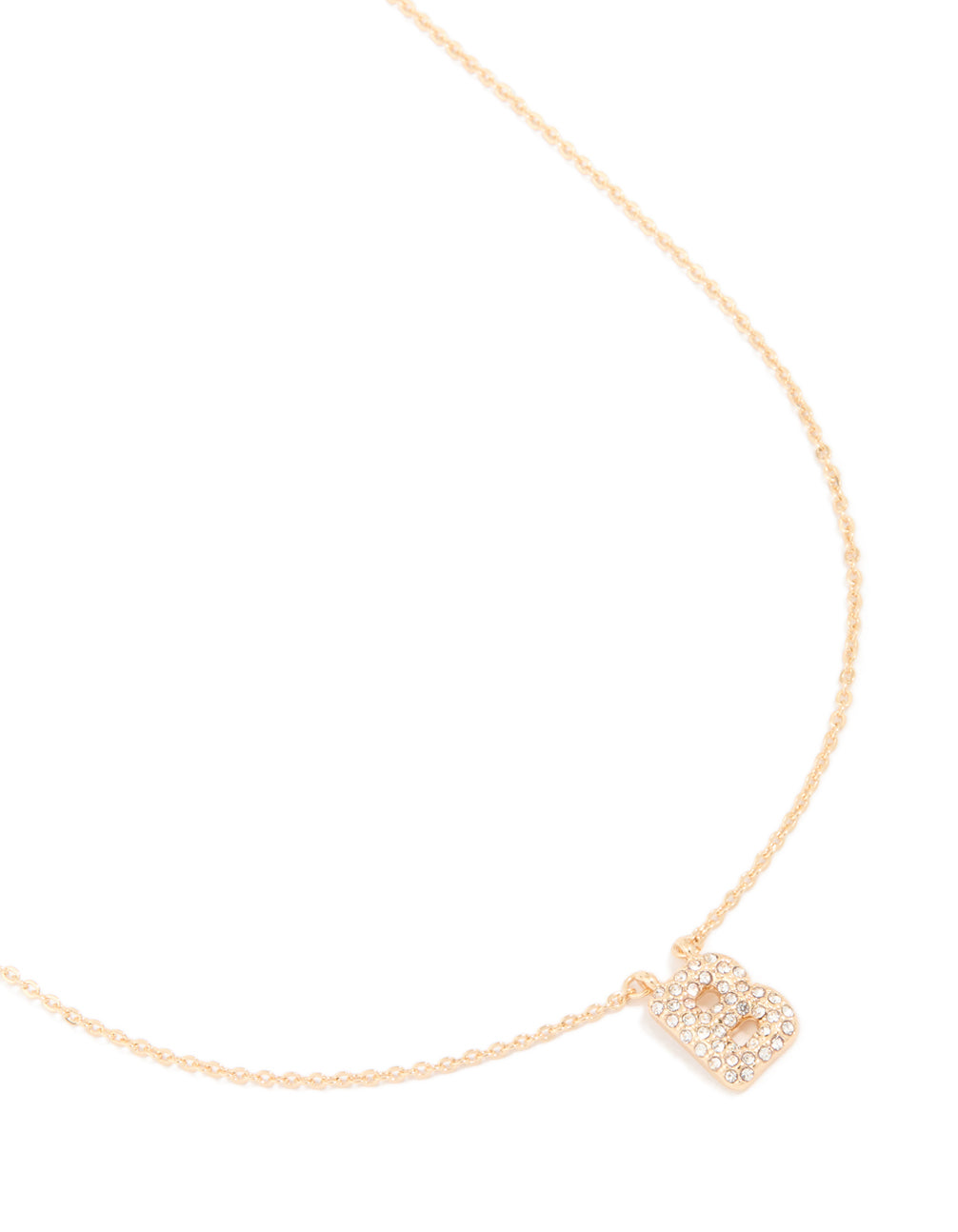 Kids Gold Cubic Zirconia Letter B Necklace