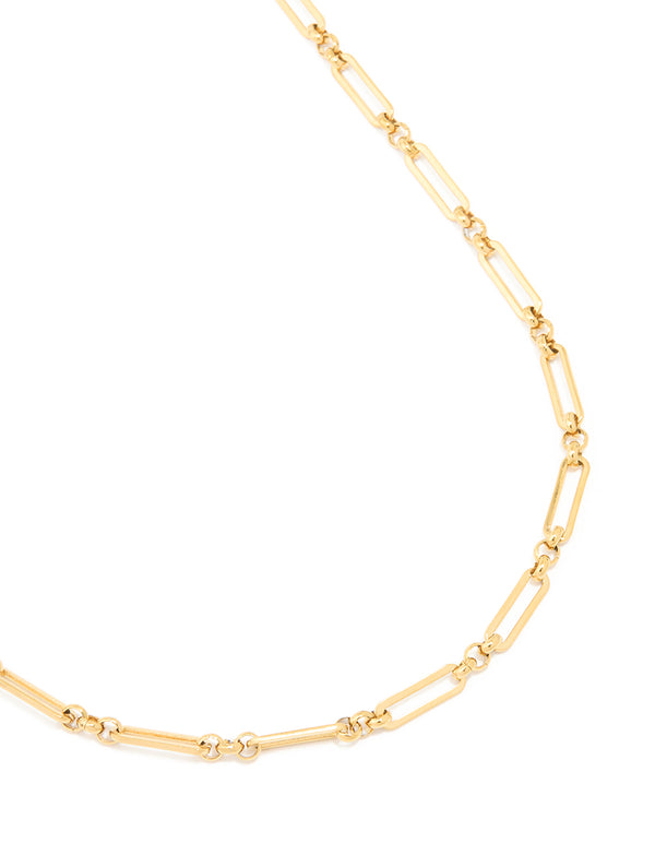 Waterproof Gold Plated Stainless Steel Open Oval Link Necklace