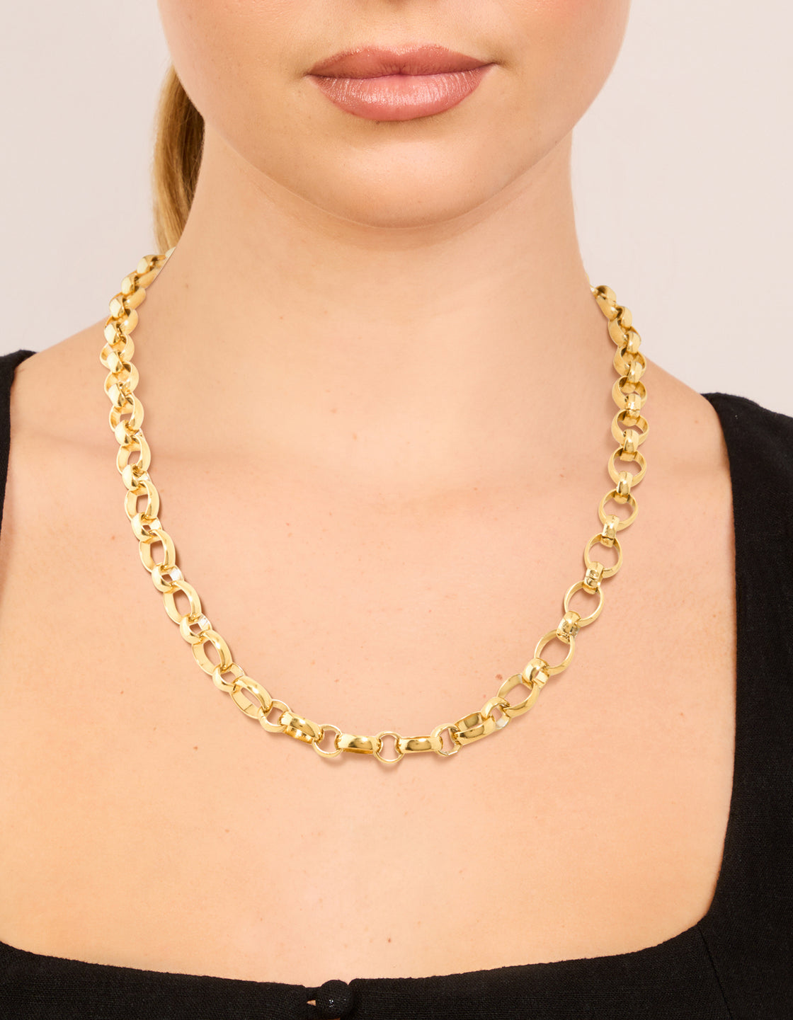 Waterproof Gold Plated Stainless Steel Interlocking Chain Necklace