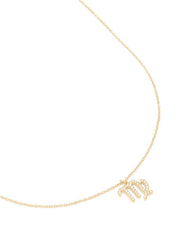 Waterproof Gold Plated Stainless Steel Cubic Zirconia Virgo Zodiac Sign Necklace