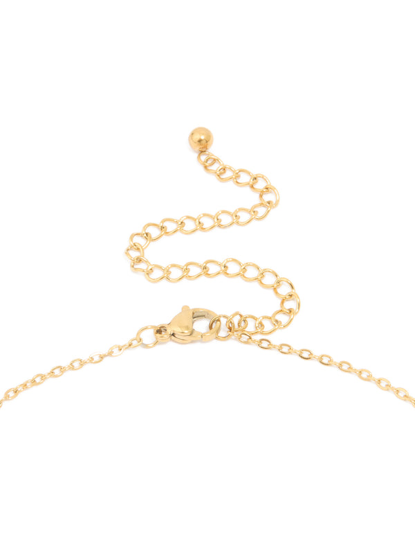 Explore this waterproof mini bubble letter A necklace featuring initial pendant crafted from gold plated stainless steel clasp detail view