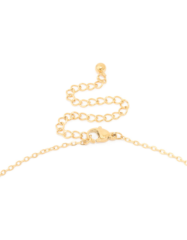 Waterproof Gold Plated Stainless Steel Mini Bubble Letter T Necklace
