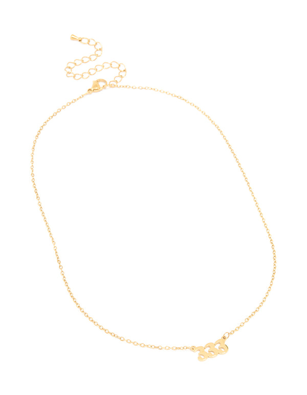 Waterproof Gold Plated Stainless Steel Angel Number 333 Necklace