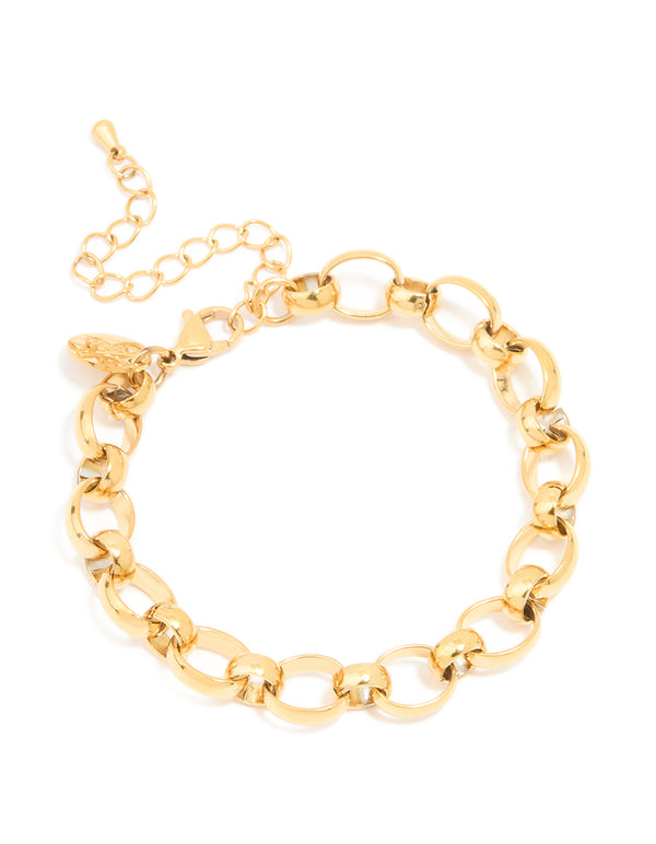 Waterproof Gold Plated Stainless Steel Interlocking Chain Bracelet