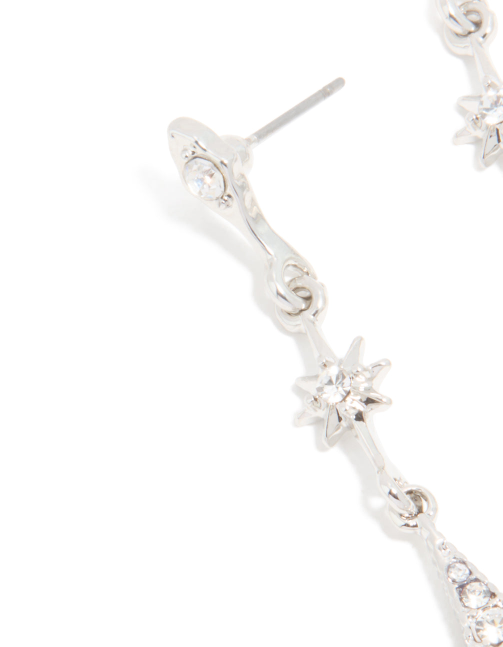 Silver Diamante Sun & Moon Drop Earrings