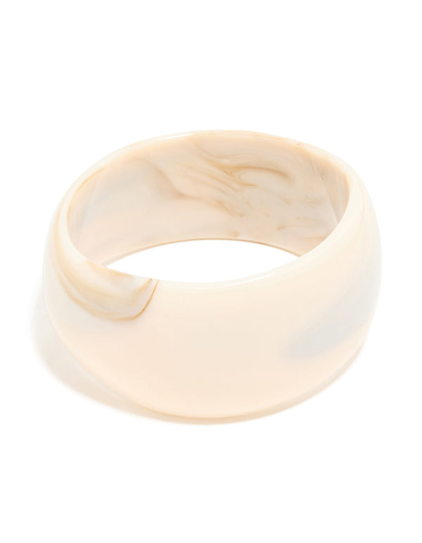 Cream Marbled Acrylic Large Bangle