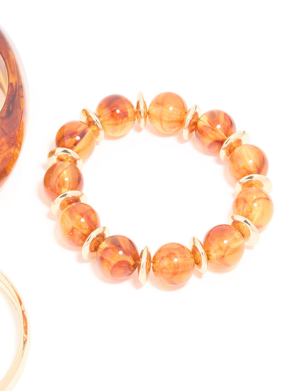 Gold & Brown Acrylic Brown Bangles 3-Pack