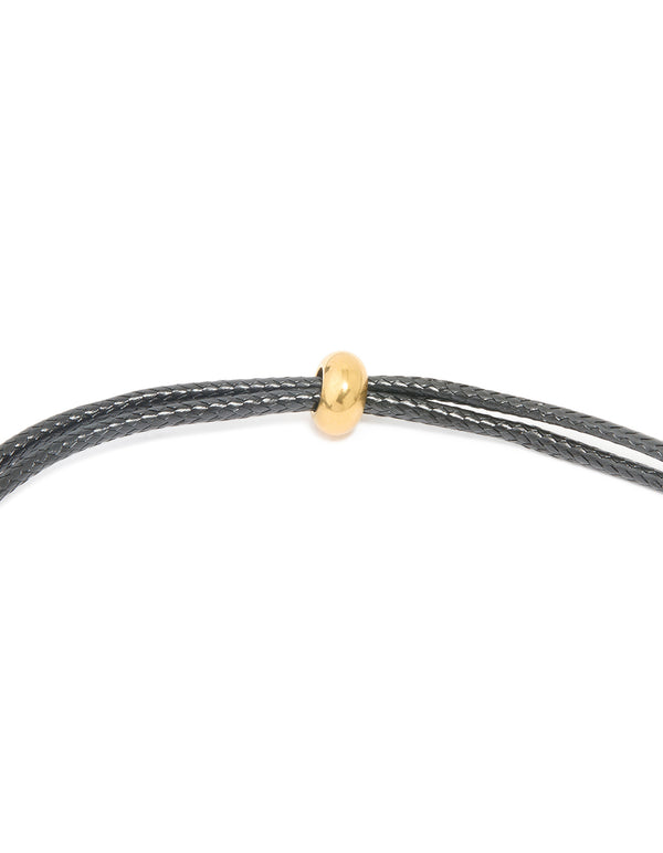 Waterproof Gold Plated Stainless Steel Large Bubble Letter T Cord Necklace