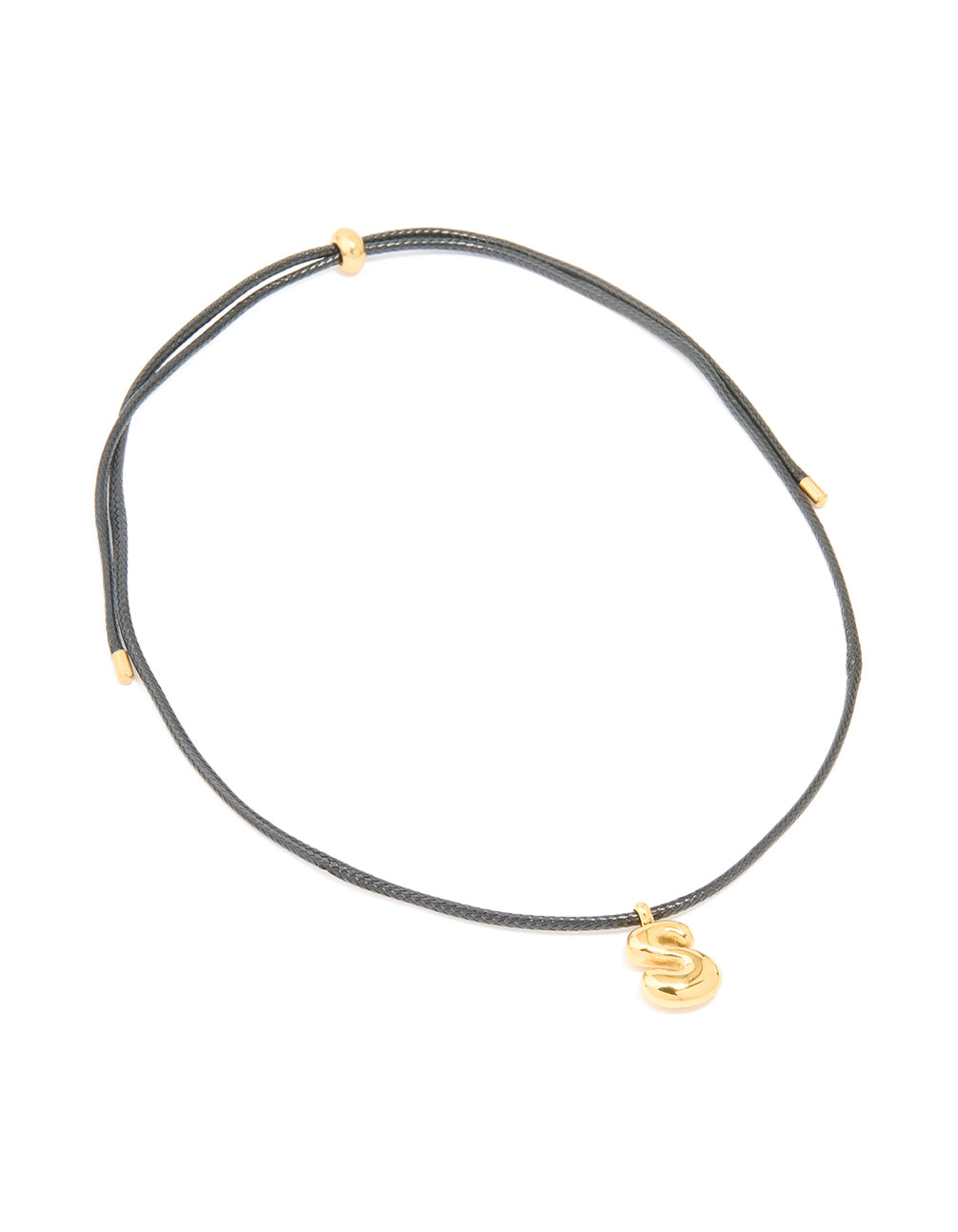 Waterproof Gold Plated Stainless Steel Large Bubble Letter S Cord Necklace