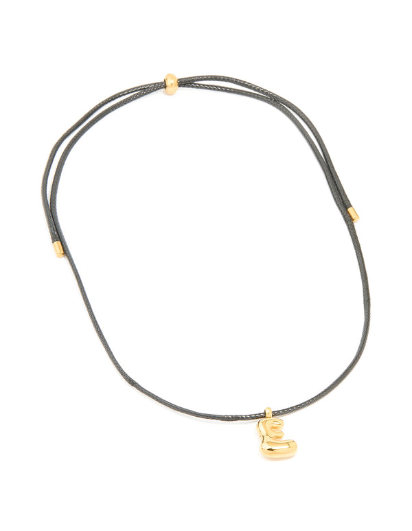Waterproof Gold Plated Stainless Large Bubble Letter E Cord Necklace
