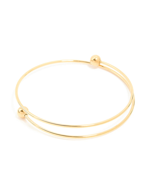 Waterproof Gold Plated Stainless Steel Ball End Bangle