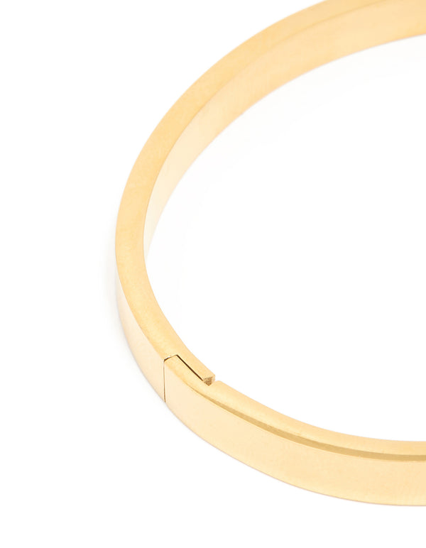 Waterproof Gold Plated Stainless Steel Diamante Hinged Bangle
