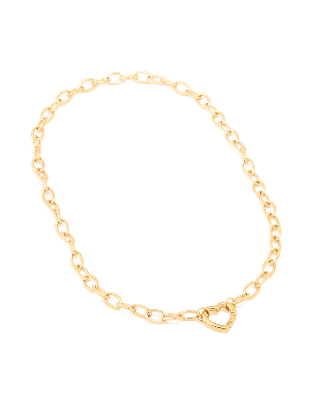 Waterproof Gold Plated Stainless Steel Heart Clasp Chain Necklace