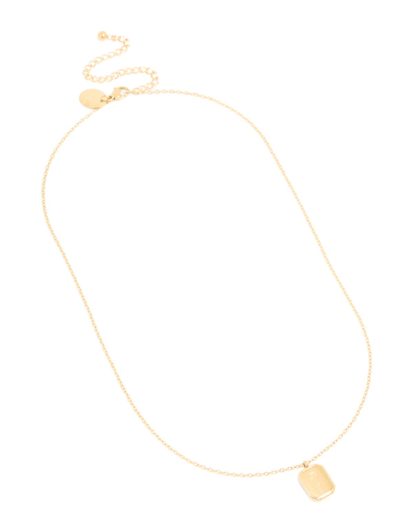 Beautiful waterproof floral detail October birth flower marigold necklace crafted in gold plated stainless steel with pendant front view