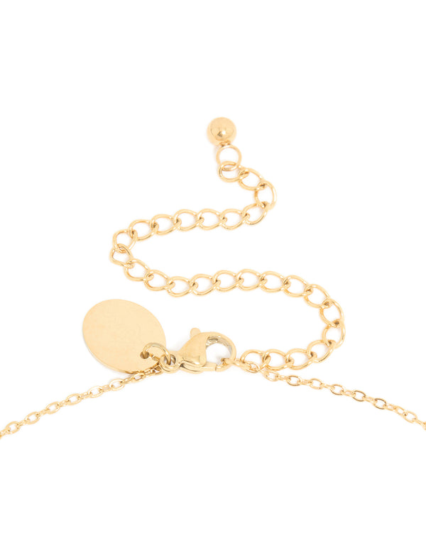 Showcasing waterproof gold plated stainless steel, this birth flower November chrysanthemum pendant necklace clasp detail view